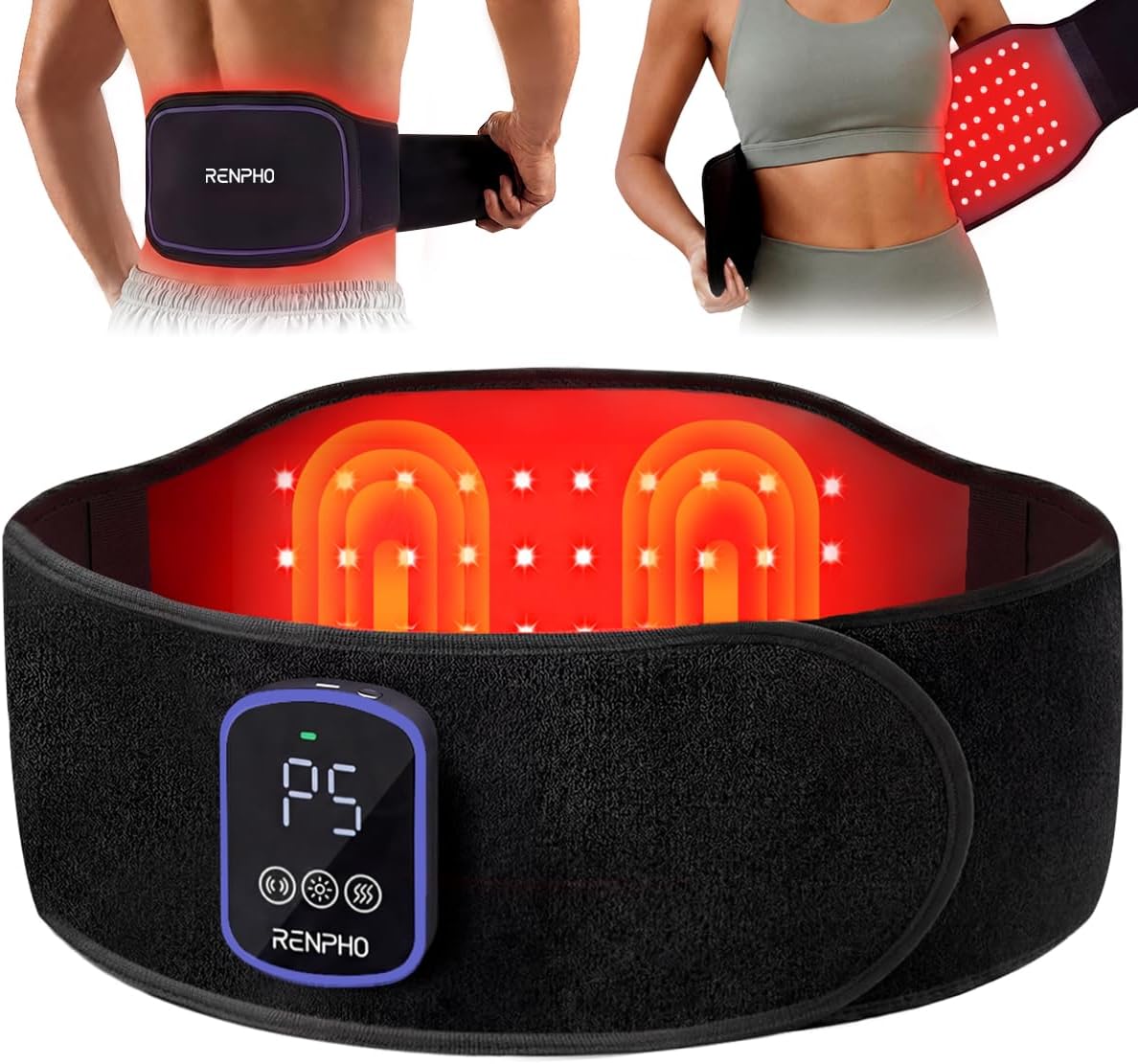 RENPHO Cordless Heating Pad for Back, FSA Eligible Red Light Therapy Belt | FSA Eligible Items Only List HSA Birthday Day Gifts for Men Women, Back Massager Support Lower Back Body, Sweatproof TPU