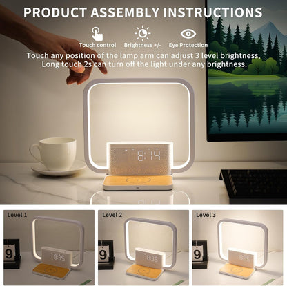 RETEYUNG Sunrise Alarm Clock Wireless Charger Sound Machine for bedrooms
