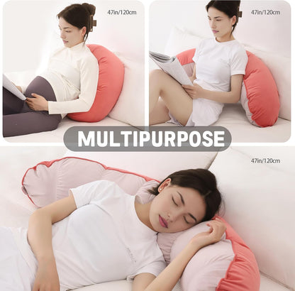 Peallow(Pat. Pend) – Long Round Body Pillow for Adults, Bolster Pillow for Sleeping, Soft and Supportive Pillow for Sleeping & Lumbar Support (Green-White, 29.5")