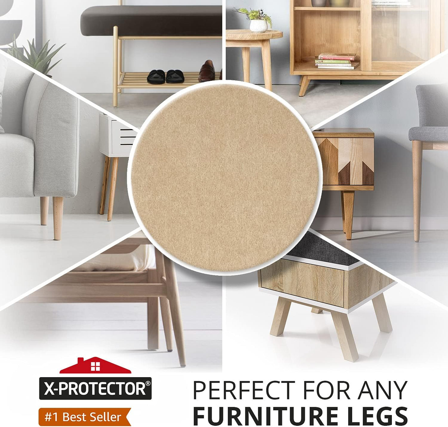 Felt Furniture Pads X-PROTECTOR 10 PCS - Premium 8” x 6” x 1/5” Heavy Duty | Beige Felt Sheets! Cut Large Furniture Pads to The Size You Need - The Best Felt Floor Protectors for Any Hard Floor!