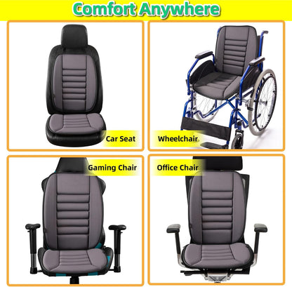 kingphenix Car Seat Cushion with Back Support Pillow, Memory Foam, Black | Memory Foam Car Cushion for Long Driving, Truck, Office Chair, Tailbone and Lower Back Support