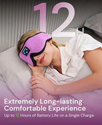 3D Sleep Mask with Bluetooth Headphones, Wireless Sleep Headphones for Side Sleepers, Noise Cancelling Eye Mask for Nap, Soft Sleeping Mask for Women Men, Blackout Sleep Mask with Built-in Speakers