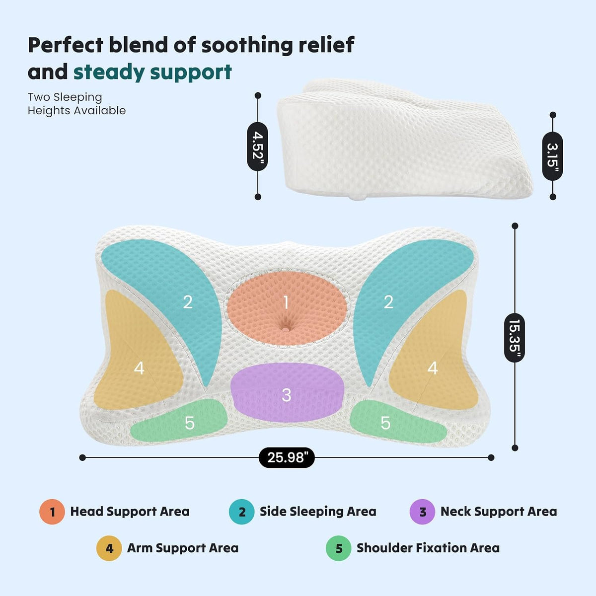 Sweetcrispy Cervical Pillow for Neck Pain Relief, Cooling Memory Foam