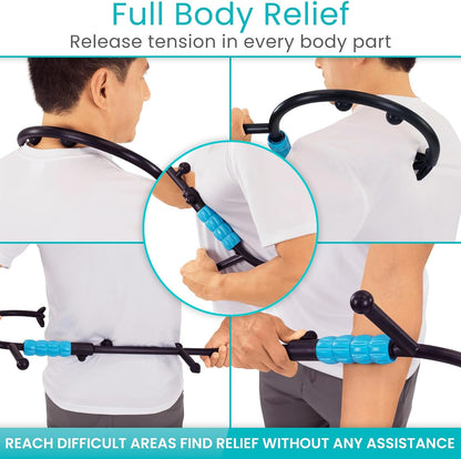Vive Back and Neck Massager Cane - Trigger Point Massage Tools for Pain | Relief and Muscle - Handheld Self Massage Hook Therapy for Neck, Shoulder - Deep Tissue Myofascial Release Aid for Women