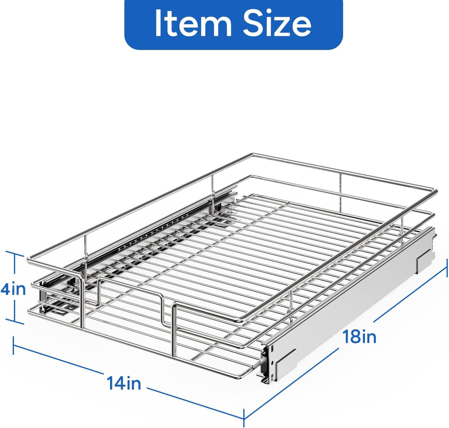 ROOMTEC Pull Out Cabinet Organizer, Pull Out Shelves 5½" W x 21½" D, Heavy Duty Cabinet Drawers Slide Out Kitchen Organizers Storage Shelf