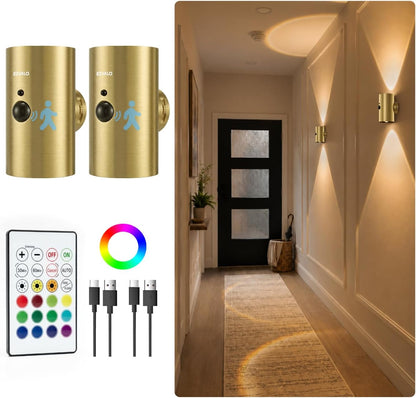 EZVALO Motion Sensor Wall Lights with Remote, Gold Sconces Wall Decor