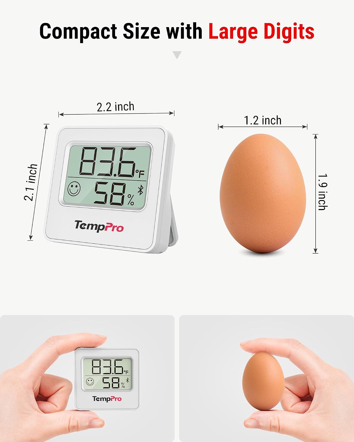TempPro TempAir Hygrometer Indoor Thermometer for Home | Room Thermometer Humidity Meter with Accurate Temperature Humidity Sensor for Greenhouse Baby Room Office-1 Pack