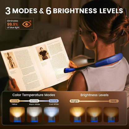 Glocusent Upgraded LED Neck Reading Light, Book Light for Reading in Bed