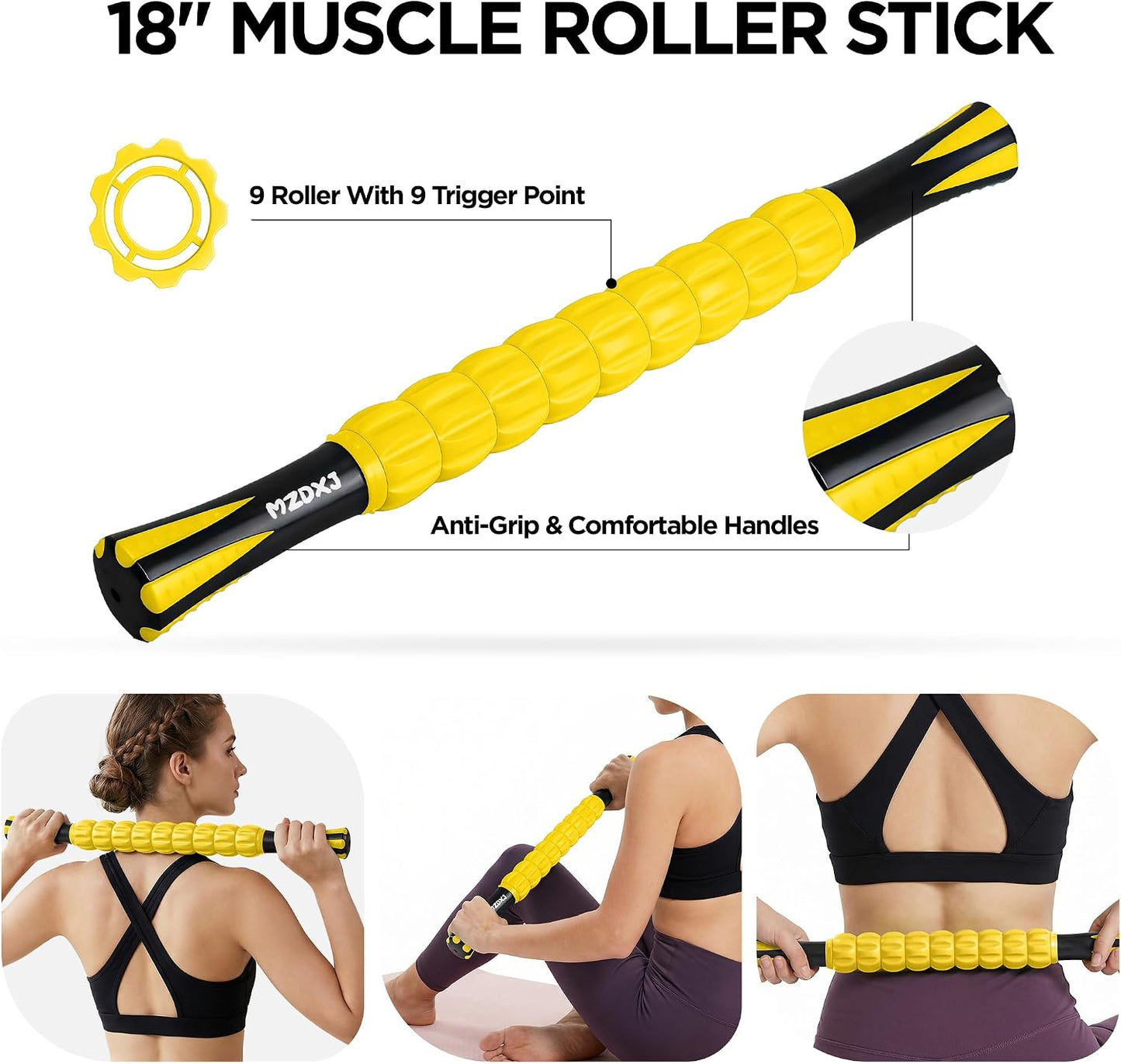 Wooden Cellulite Massage Roller for Legs and Thighs - Handheld Fascia Blaster Tool for Muscle Relief, Lymphatic Drainage & Body Sculpting - Anti Cellulite Massager for Women and Men (12 Wheel)