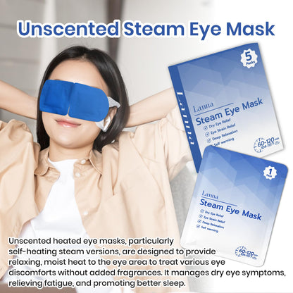 LANNA Heated Steam Eye Mask, Disposable 120 Minutes, Lavender Scent, 5 Pcs | Great for Sleep & Spa Relaxation, Self Heating Warm Compress for Dry & Puffy Eyes Long Lasting Heated Eye Mask for Stye Eyes