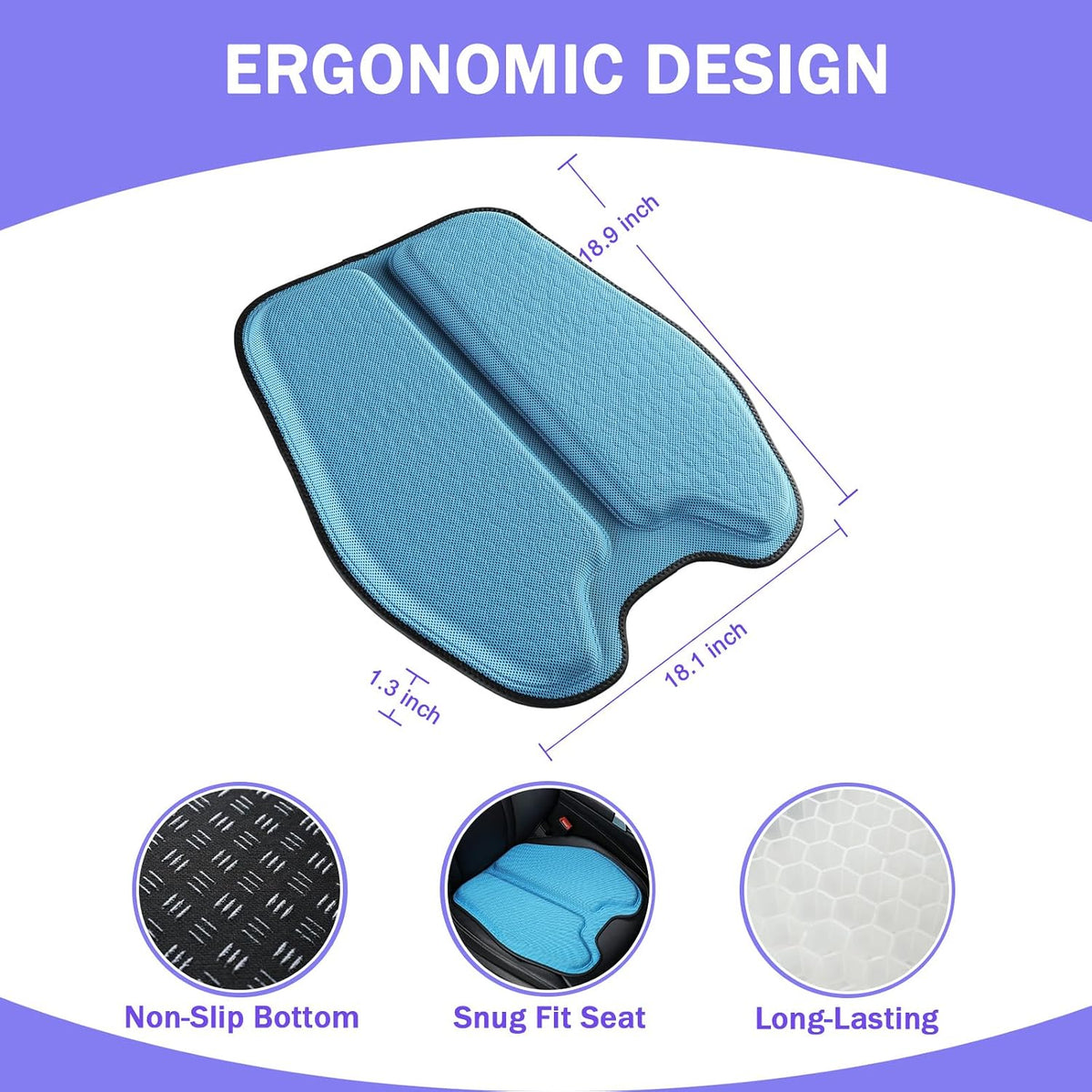 Soft Thin Gel Seat Cushion with 1 Inch Gel - Sciatica Relief