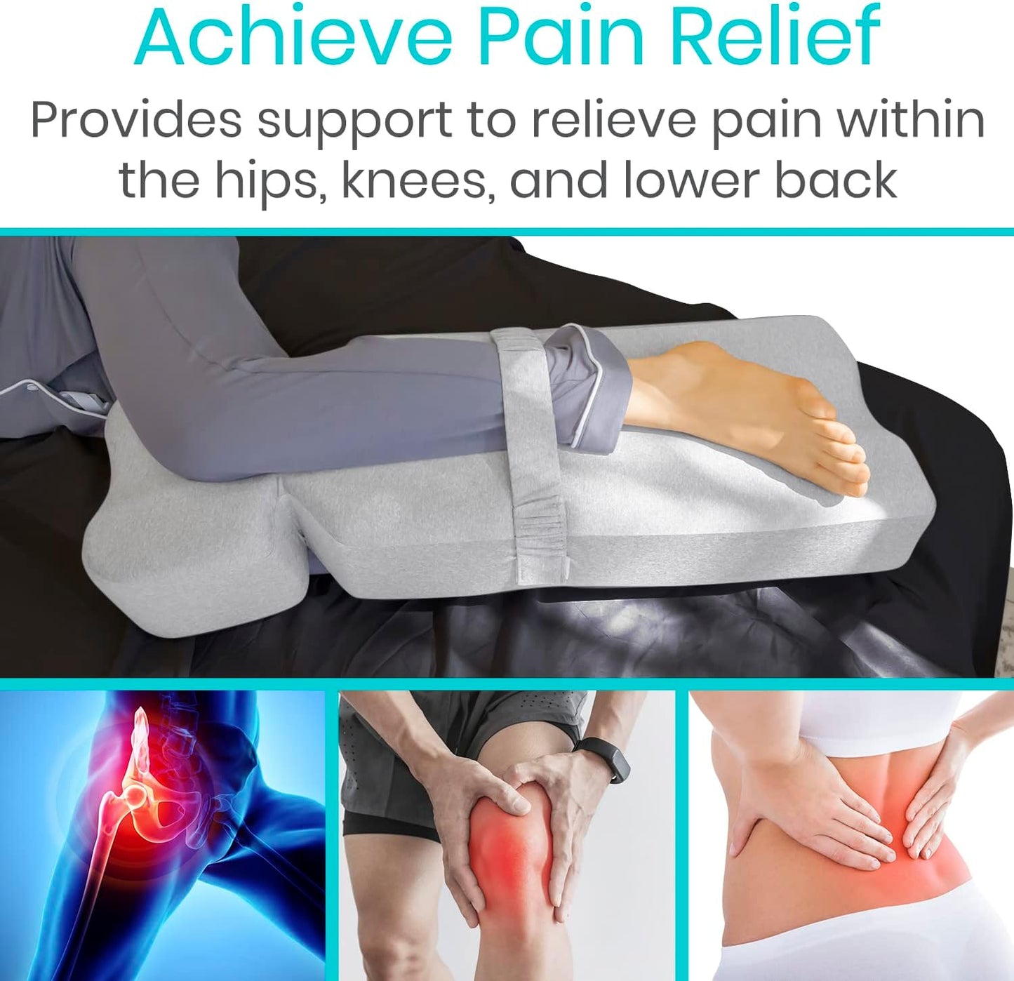 Xtra-Comfort Leg Pillow for Side Sleeping - Hip Pain Pillow for Between Legs - Memory Foam Wedge for Hip, Knee, Back Relief, Pregnancy, Sciatica - Orthopedic Breathable, Machine Washable Cover | Legs - Memory Foam Wedge for Hip, Knee, Back Relief,