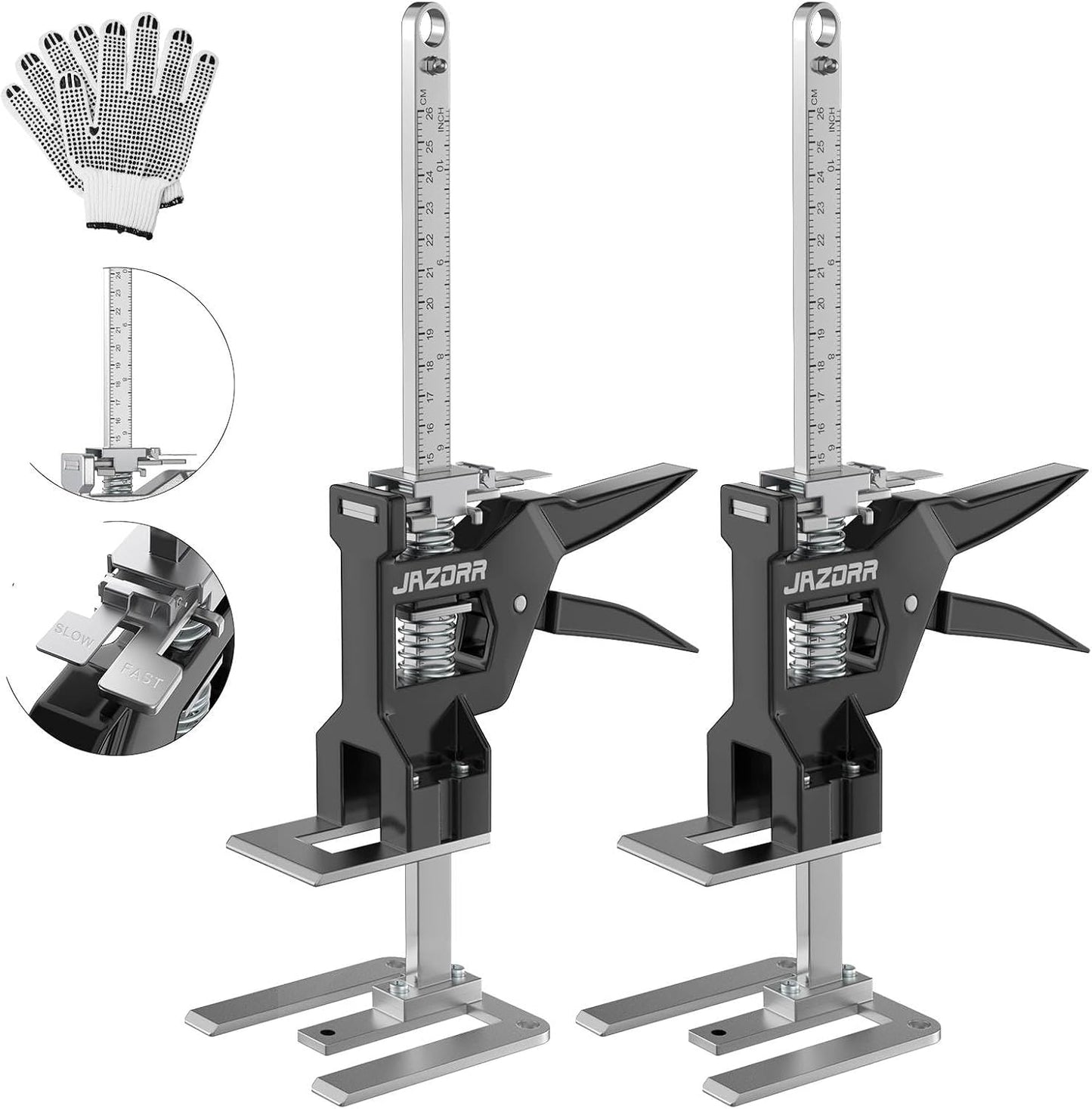 2Pcs Metal Labor Saving Arm Jack, Hand Furniture Lifter Tool, Furniture Jack, 440LBS Capacity Precise Control Slow/Fast Descent for Lifting Door Furniture, Window, Wall Tile Positioning
