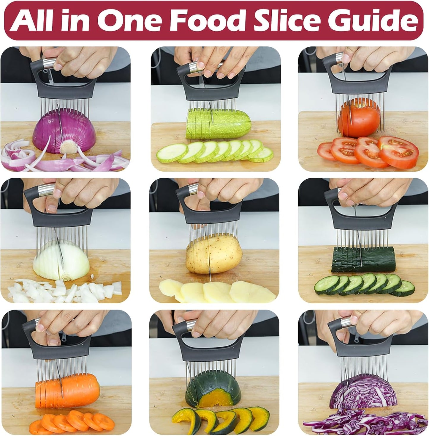 JAYVAR Extra-Large Onion Holder for Slicing, 304 Stainless Steel | 14 Long Needles, Onions Cutter Vegetable Chopper, Tomato Cutter Slicer, Kitchen Gadgets for Evenly Slicing