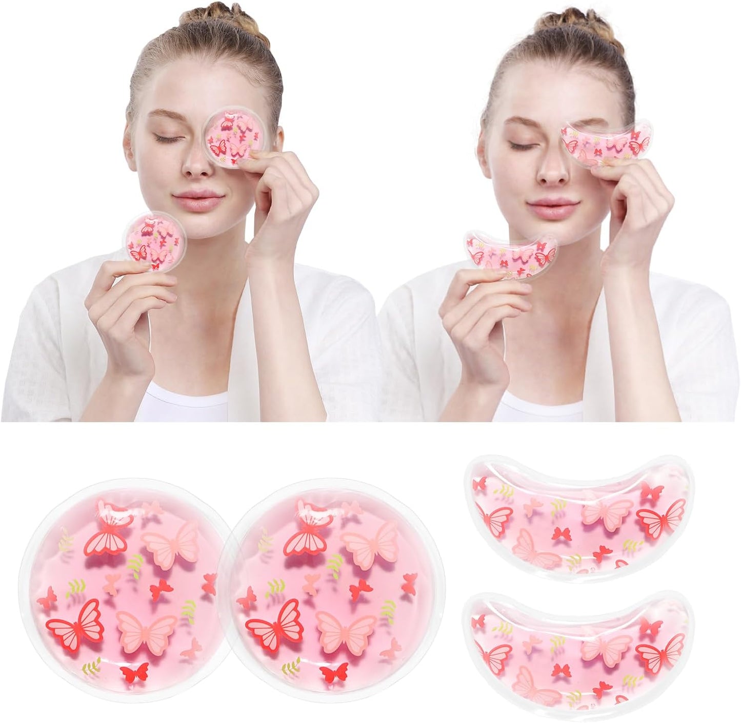 4PCS Gel Eye Ice Pack Set Reusable, Cold and Hot Compress for Eyes, Ice Pack for Eyes, Cooling Eye Pads for Eye Strain, Swelling, Redness, Dark Circles, Puffy Eyes, and Eye Recovery Surgery.
