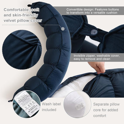 Peallow(Pat. Pend) – Long Round Body Pillow for Adults, Bolster Pillow for Sleeping, Soft and Supportive Pillow for Sleeping & Lumbar Support (Green-White, 29.5")