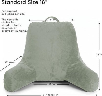 Nestl Reading Pillow with Shredded Memory Foam, Designed for Sitting Up in Bed and Couch, Back and Arms Adjustable Support for Adult & Teens Backrest Pillows for Reading, with Washable Cover Dark Grey