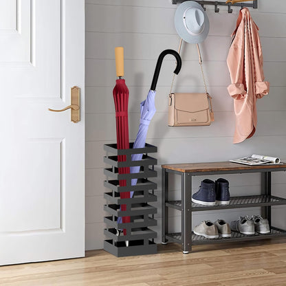 Invech 23 Inch Umbrella Holder for Indoor Entryway, Large Metal Umbrella Stand with Removable Water Tray and Hooks, Umbrella Rack Storage for Home, Office, Hotel