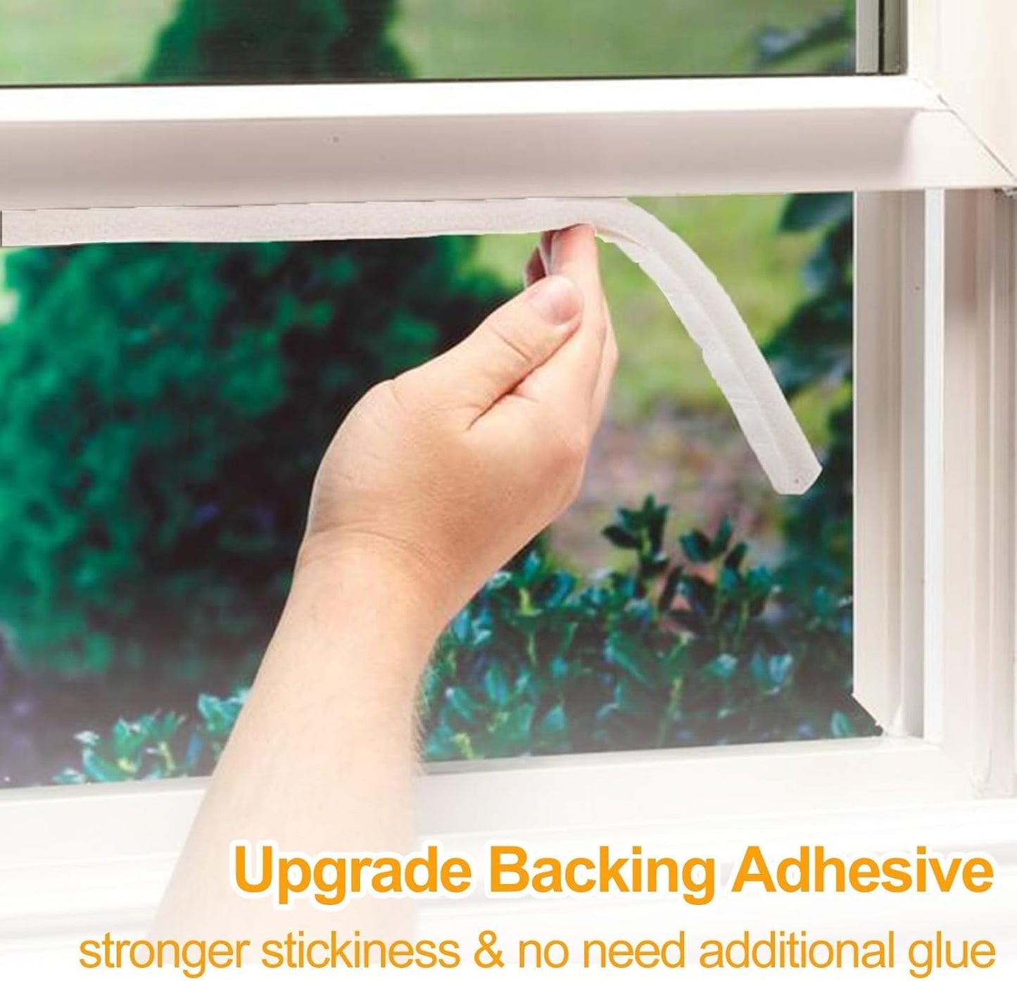 High Density Foam Tape Air Conditioner Window Seal, 1x1 Inch Thick Foam Stripe with Adhesive for Window AC Insulation, Weather Stripping for Doors and Windows Insulation, AC Foam Tape, White