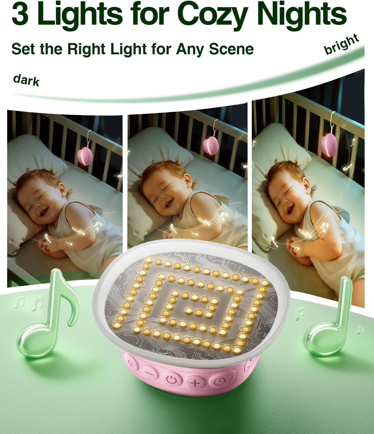 Portable White Noise Sound Machine for Baby Kids Adults, 20 Natural Soothing Sounds, 48H Battery Playback, 30 Volume Levels, 3 Timers, Memory Function & Soft Night Light for Sleep, Home, Travel, Mini