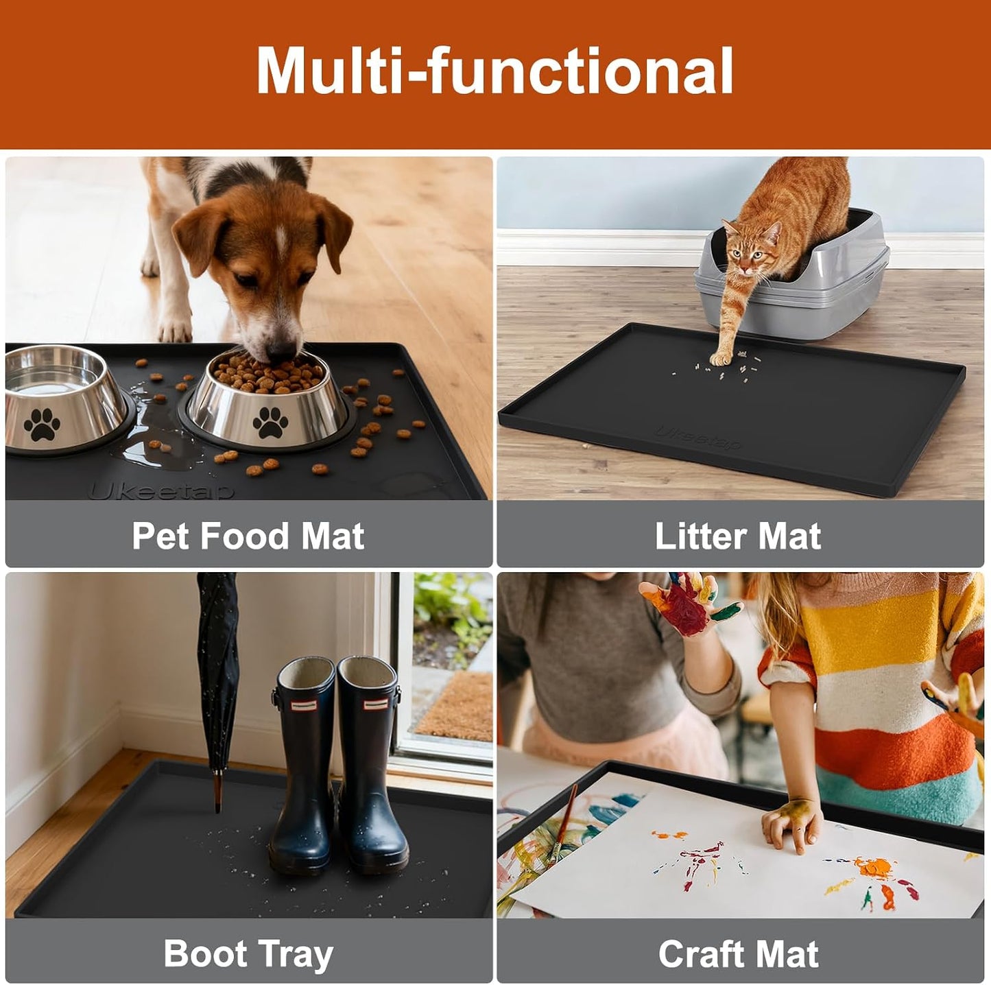 34" x 22" Extra Thick Silicone Mat Waterproof with Raised Edge, | Under Sink Mat for Kitchen & Bathroom, Kitchen Cabinet Liner, Multi-Purpose for Storage & Protection