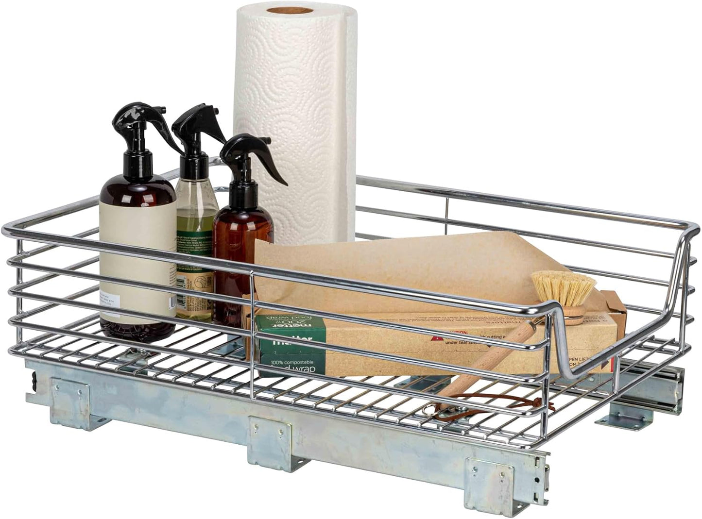 Household Essentials Glidez Multipurpose Chrome-Plated Steel Pull-Out/Slide-Out Storage Organizer for Cookware and Bakeware - 2-Tier Design - Fits Standard Size Cabinet or Shelf, Chrome