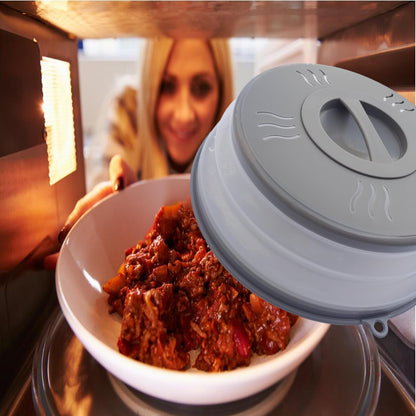 Microwave Splatter Cover Vented for Food, Microwave Plate Cover Splatter Guard & Colander, Fruit Vegetables Drainer with Hook Hole, Dishwasher-Safe,BPA-Free Silicone & Plastic (Black)