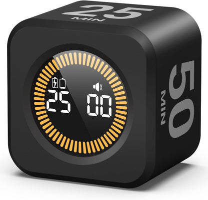 KADAMS Pomodoro Cube Timer Productivity Visual Timer - 5/10/25/50 Min Rotating Countdown (1, Green)