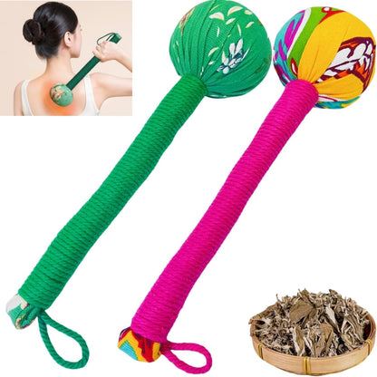 2PCS Herbal Wormwood Lymphatic Drainage Anti Slip Manual Massage Hammer Longer Handle Back Massager for Shoulder, Neck & Muscle Pain Relief (Rose Red/Dark Blue)
