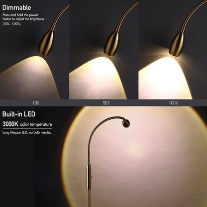O’Bright Ray – Adjustable LED Beam Floor Lamp, Dimmable and Zoomable Spotlight, Flexible Gooseneck, Reading/Crafting Standing Lamp, Work Table Light, Matte Black