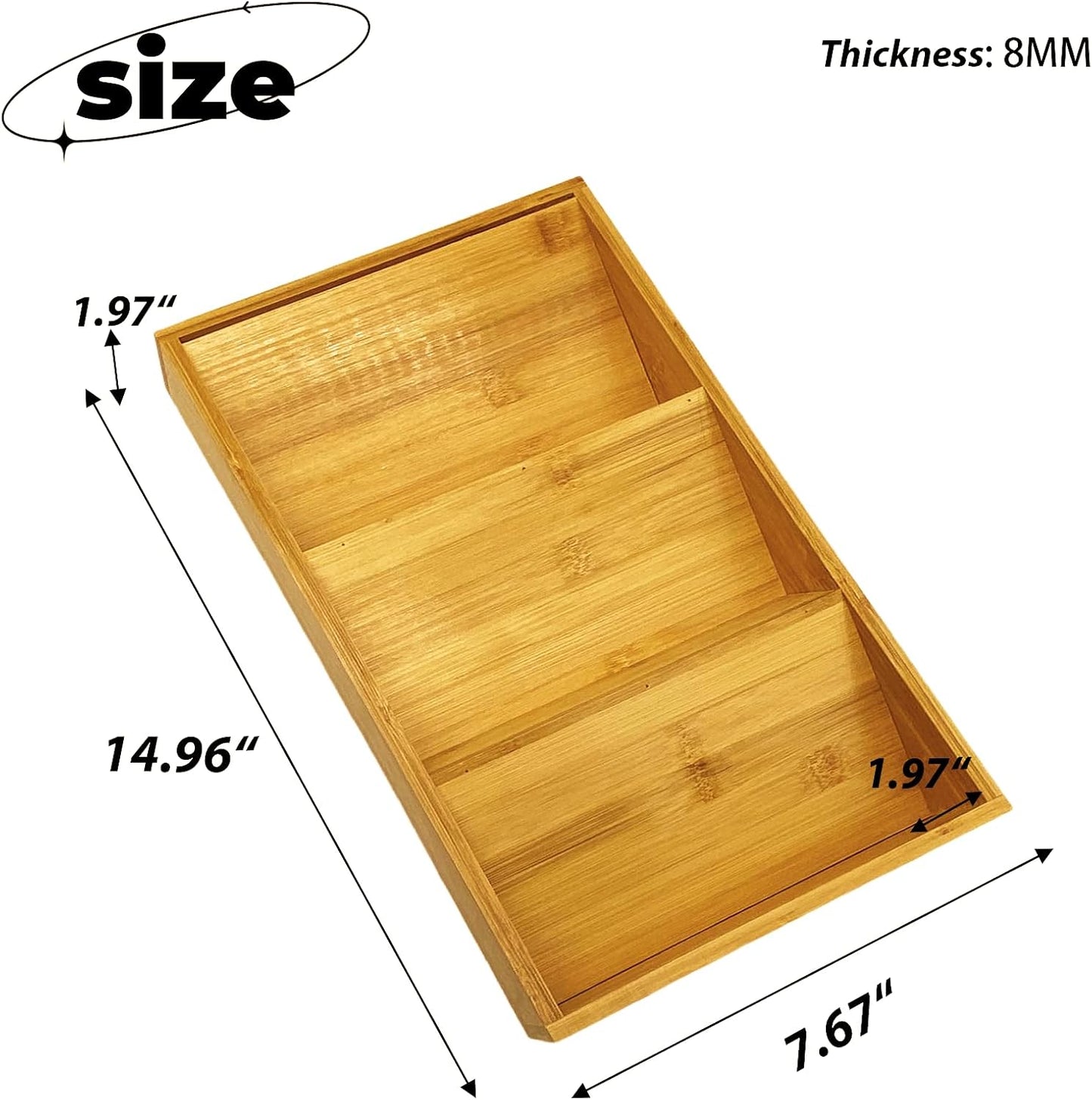 Bamboo Spice Drawer Organizer 3 Tier Seasoning Organizer Rack | Spice Rack Tray Kitchen Spice Rack Organizers &Storage for Drawer Kitchen Cabinet Seasoning Storage Insert for Cabinet Shelf