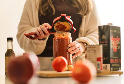 Kuhn Rikon 5-in-1 Multi-Purpose Strain-Free Opener for Jars, Bottles and Ring-Pull Cans, 5 x 10 x 2.25 inches, Red