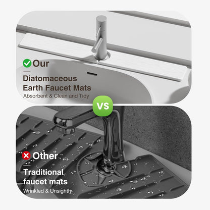 Premium Stone Faucet Mat for Kitchen Sink, 30" x 4" White | Quick Drying & Water Absorbent, Sink Splash Guard Tray for Prevents Moisture Buildup