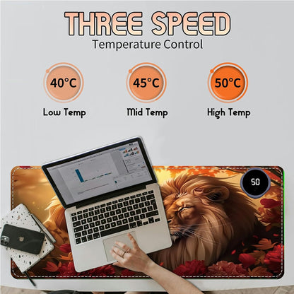 Heated Desk Pad Heated Large Mouse Pad, Electric Quickly Warm Desk Mat with 3 Levels Heating 3 Hours Auto Shut-Off, 31.5" x 13" Warm Gaming Mousepad Hand Foot Warmer, Baby Elephant