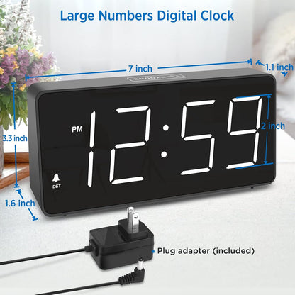 Peakeep Digital Alarm Clock for Bedroom Bedside, Large Display, USB Charger