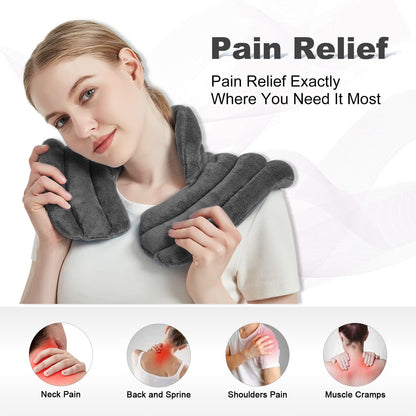 MORLIDEN Neck Heating Pad Microwavable for Shoulders, Warmer Wrap Microwave Heating Pad for Neck and Shoulders for Pain Relief (Navy Blue)