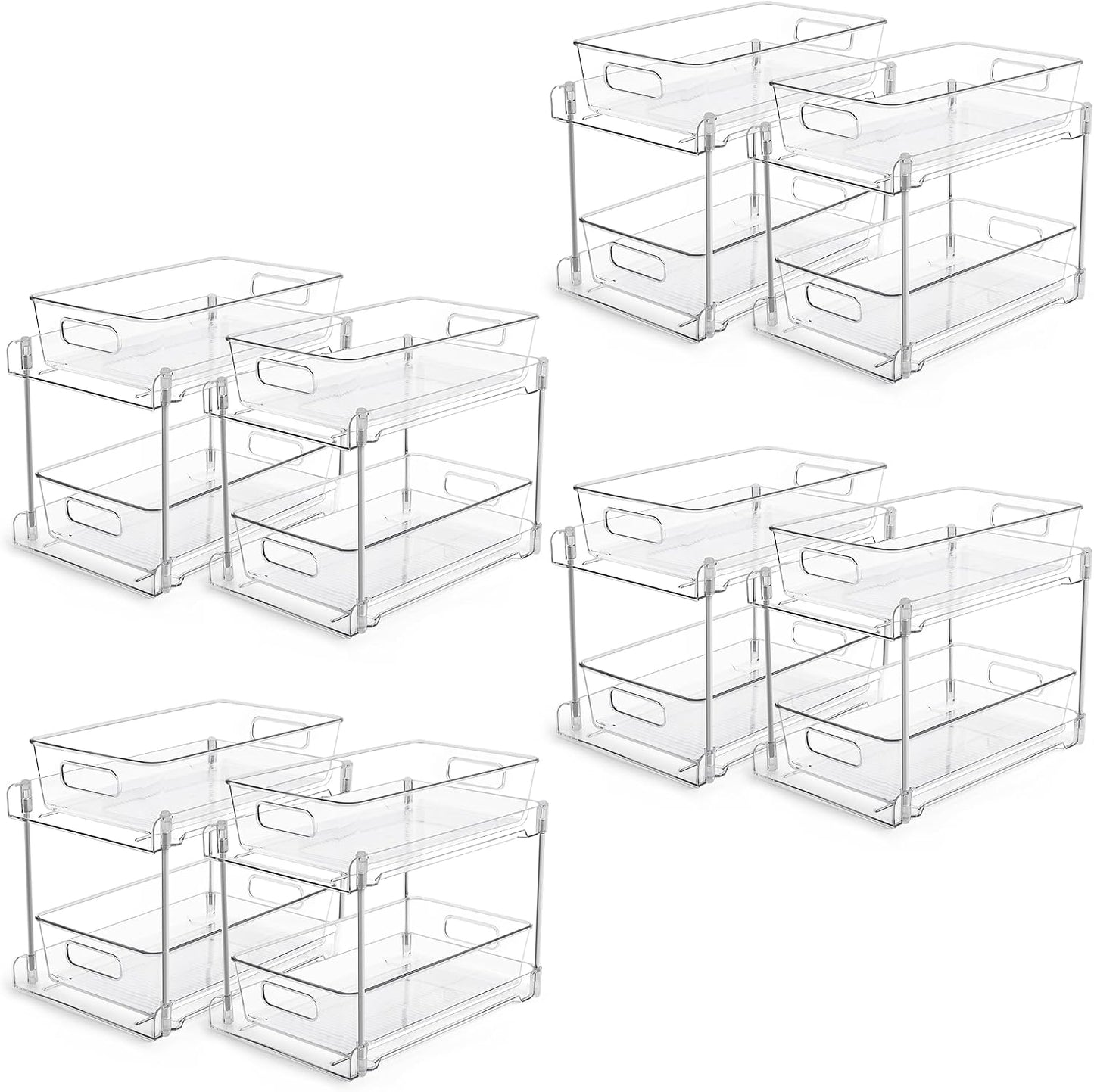 Vtopmart 2 Pack Pull Out Bathroom Under Sink Organizer (S-Standard) | Slide-out drawers, Multi-purpose storage, Clear visibility, Easy Set-up