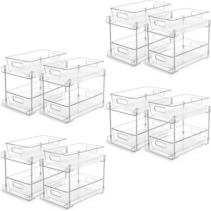 Vtopmart 2 Pack Pull Out Bathroom Under Sink Organizer (S-Standard) | Slide-out drawers, Multi-purpose storage, Clear visibility, Easy Set-up