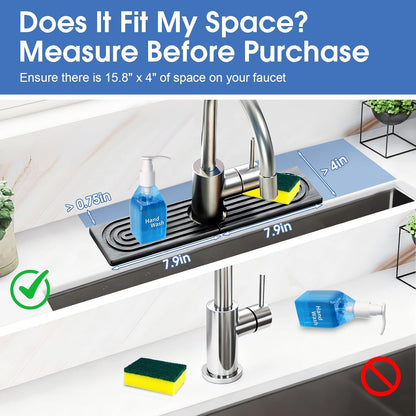 24 Inch Kitchen Sink Splash Guard, Sink Splash Guard Behind Faucet, Silicone Faucet Handle Drip Catcher Tray Mat for Kitchen, Bathroom Counter, Dark Gray, 23.6" x 4"