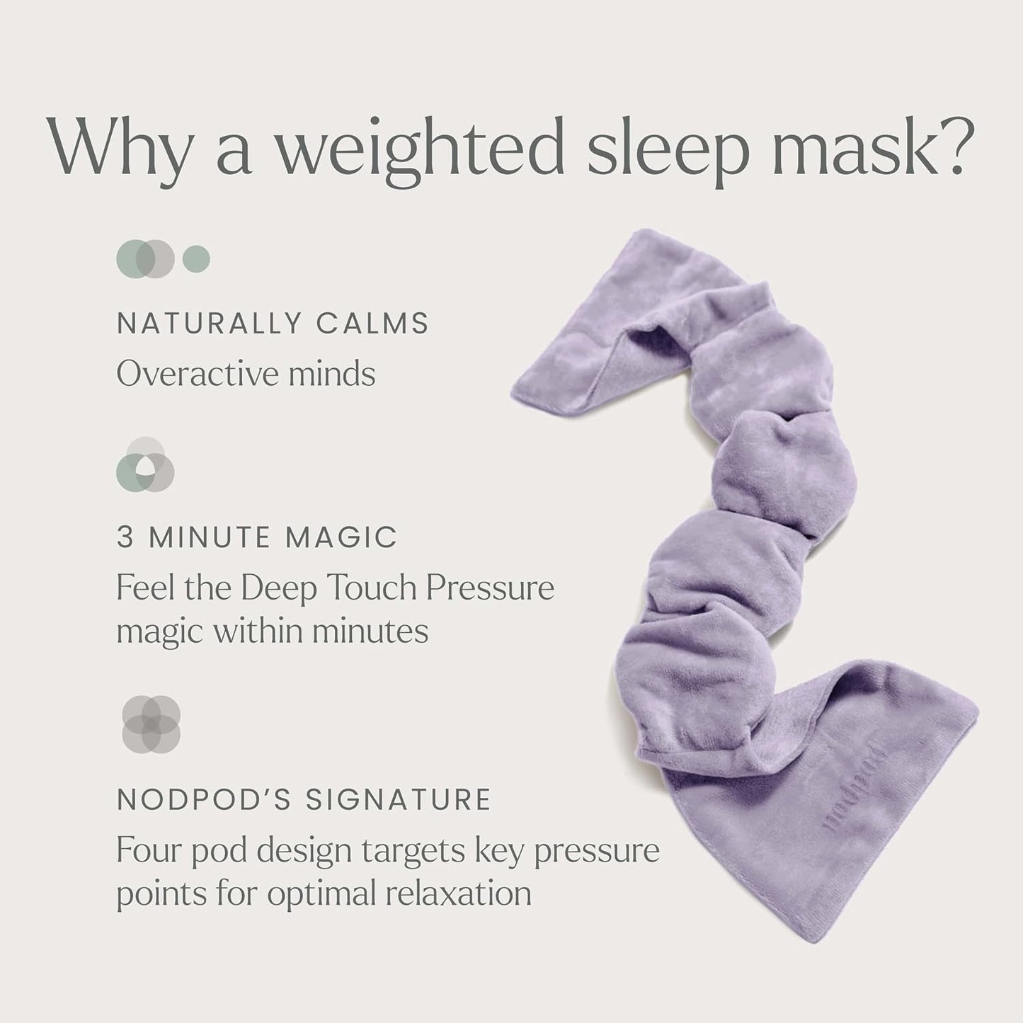 Nodpod Mineralized Silk Gentle Pressure Sleep Mask - Strap-Free, Light-Blocking Design for Sleep, Travel & Relaxation - Weighted Eye Pillow, Machine Washable (Willow)