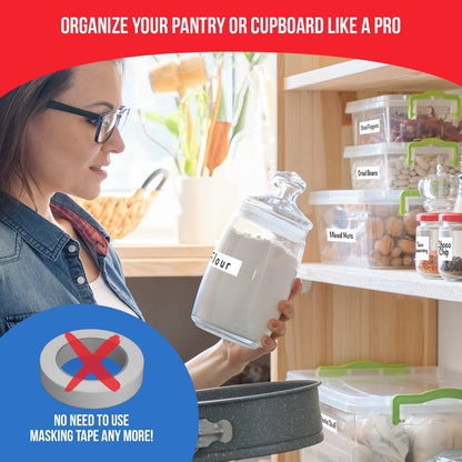 MESS Erasable Kitchen Labels, 96-Pack (1x3 & 1.5") - Reusable Labels for Food Containers - White Dry Erase Stickers for Pantry, Jars, Food Containers, Fridge & Freezer