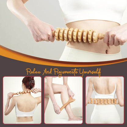 7-Piece Wooden Massage Tool Kit, Manual Body Massager Set for Home