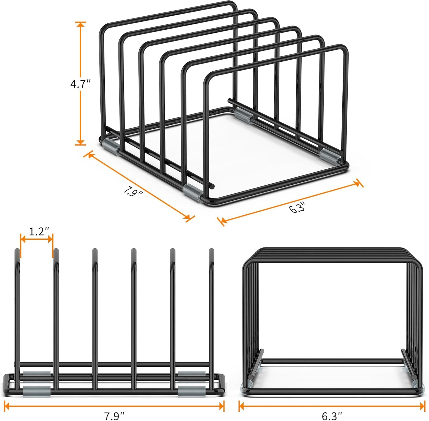 Cutting Board Organizer, Kitchen Cabinet Organizer | Divided Rack with 5 Slots for Baking Trays - Cookie sheet Organizer, Baking Sheets Holder [2-Pack], Large