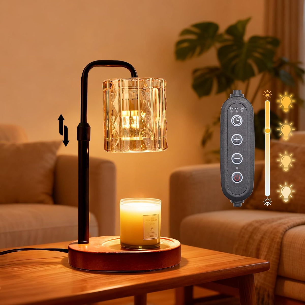 Candle Warmer Lamp with Timer & Dimmer, Birthday Gifts for Women Mom, 4-Level Dimmable Flower Heat Lamp for Jar Candles, Adjustable Height, House Warming Gifts, Home Decor (Purple