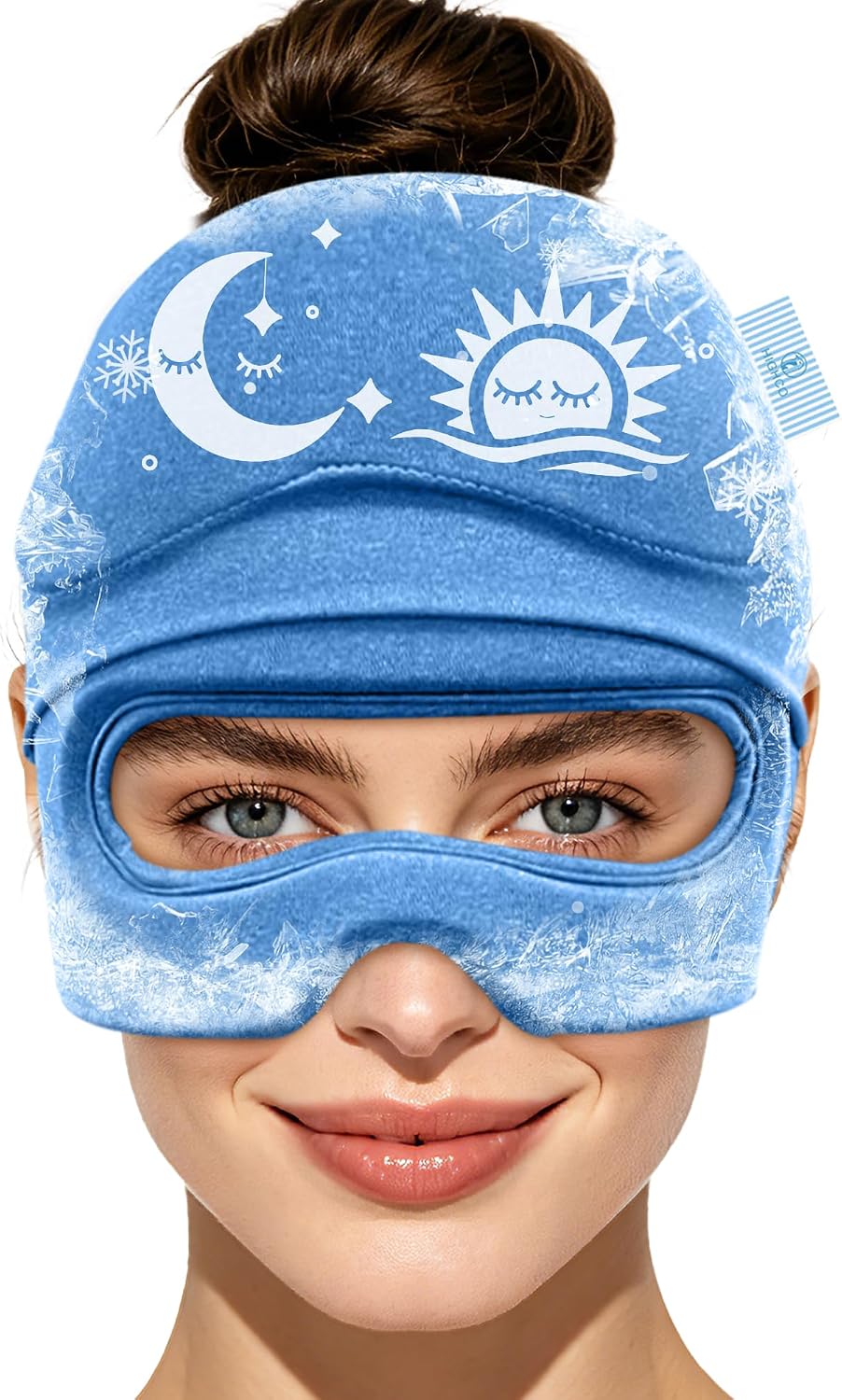 Migraine Relief Cap with Flip-up Eye Mask for Headache & Stress Relief | Headache Relief Hat for Hangover, Tension-Cold Compress Head Wrap