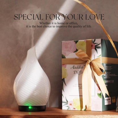 Porseme Essential Oil Diffuser 280ml Handmade Glass Diffuser 7H Runtime | Elegant Handmade Glass Aroma Diffuser with 7-color LEDs, Quiet Aromatherapy and Safe Auto Shut-off, Perfect for Gifts