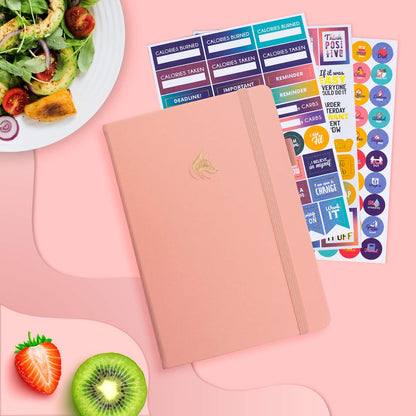 Clever Fox Wellness Planner & Food Journal for Weight Loss, A5 Orange | 5.8"x8.3" nutrition & exercise tracker for women tracking meals, diet & symptom diary, calorie counter notebook, stickers