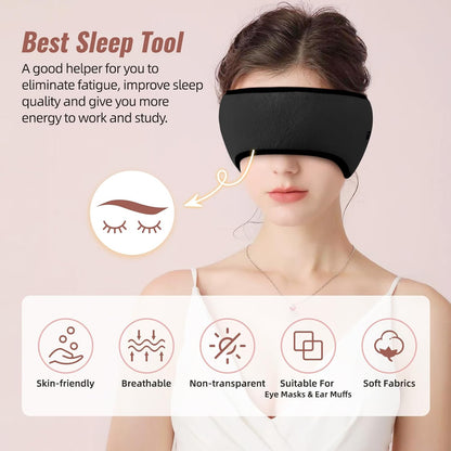Sleep Mask & Earmuffs for Sleep - 2 in 1 Ear & Eye Mask with Ear Plugs