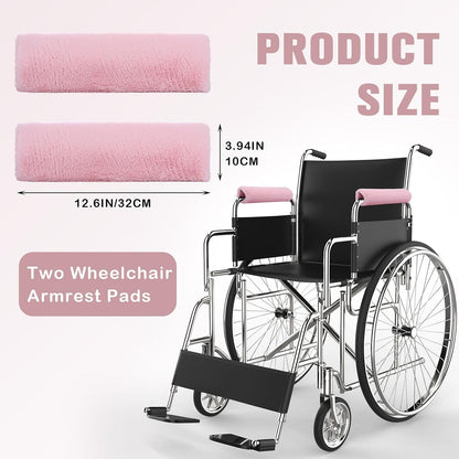 Threlaco 2 Pcs Wheelchair Armrest Covers Soft Fluffy Foam Wheelchair Armrest Pads Non Slip Arm Rest Cover Cushion Pad for Armchairs Office Chairs(Blue)