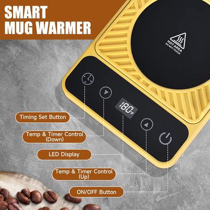 Mug Warmer - Electric Coffee Mug Warmer with Timer,Coffee Cup Warmer for Desk Auto Shut Off,Smart 6-Temperature Control, Coffee Accessories for Coffee Lovers, White | Coffee Cup Warmer for Desk Auto Shut Off,Smart 6-Temperature Control, Coffee
